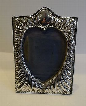 Antique Antique English Sterling Silver Heart Photograph Frame by William Comyns