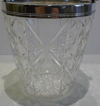 Antique Antique English Cut Crystal & Silver Plated Ice Bucket c.1910