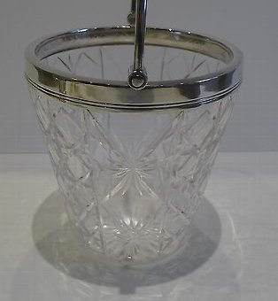 Antique Antique English Cut Crystal & Silver Plated Ice Bucket c.1910