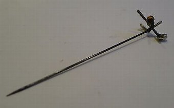 Antique Antique English Novelty Sterling Silver Hatpin - Golf