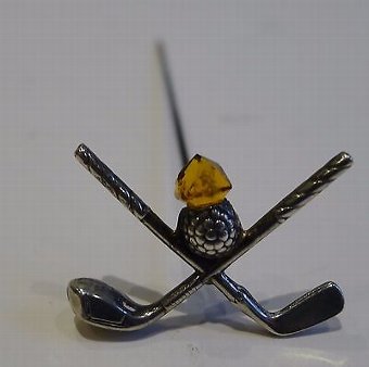 Antique Antique English Novelty Sterling Silver Hatpin - Golf
