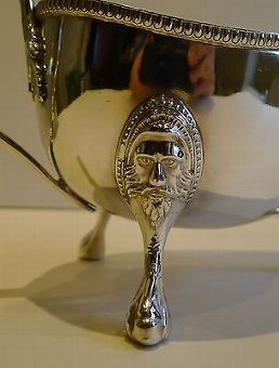 Antique Large Antique English Silver Plated Sauce / Gravy Boat c.1880 - Figural Legs