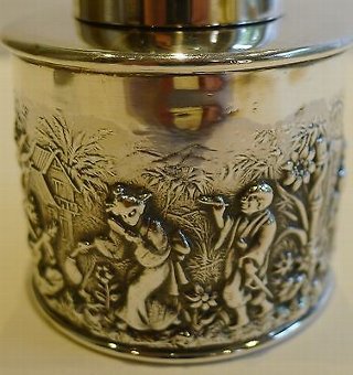 Antique Charming Antique English Sterling Silver Tea Caddy - 1903