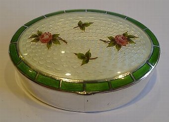 Antique Antique English Sterling Silver and Guilloche Enamel Box - 1911