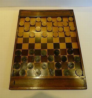 Antique Antique French Chess / French Checkers Board c.1860