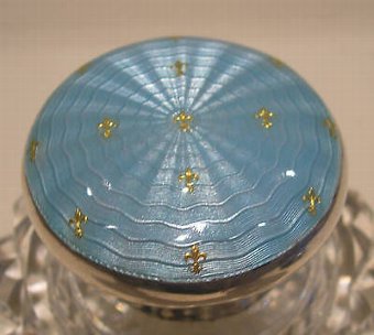 Antique Sterling Silver and Enamel Topped Inkwell - 1913