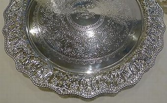 Antique Fabulous Set Three Graduated Silver Plated Salvers / Trays c.1860