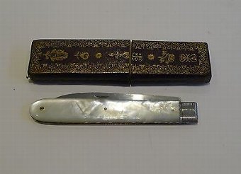 Antique Antique English Sterling Silver & Mother of Pearl Fruit Knife - 1832
