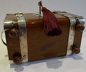Antique Fabulous Antique English Oak & Silver Plated Tea Caddy by Henry Bourne - 1879