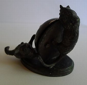 Antique Antique English Figural Counter Bell - Cats - c.1890