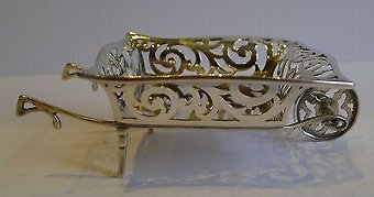 Charming Antique English Novelty Sterling Silver Wheelbarrow - 1912