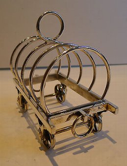 Antique Rare Antique English Figural Toast Rack - Wagon / Caravan - Reg. 1879