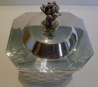 Antique Antique English Cut Crystal and Silver Plated Biscuit Box c.1890