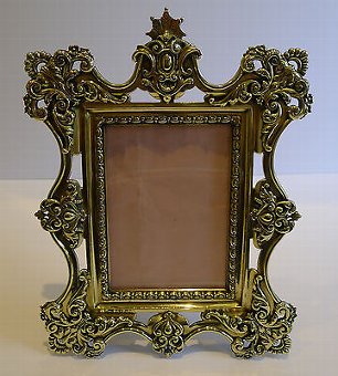 Antique Top Quality Heavy Cast Brass Photograph Frame - English c.1890