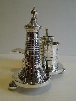 Antique Unusual Antique Novelty English Table Lighter In Silver Plate c.1890