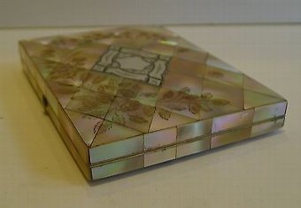Antique Magnificent Antique English Mother of Pearl Shell Card Case