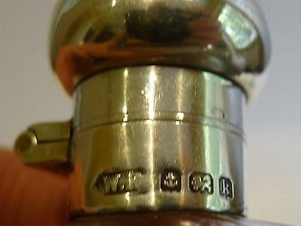 Antique Small Antique English Glass & Sterling Silver Hip / Liquor Flask