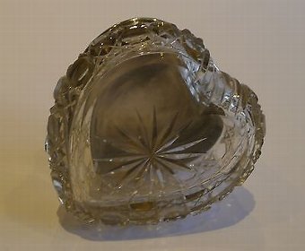 Antique Antique English Cut Crystal & Sterling Silver Heart Shaped Box - 1909