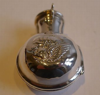 Antique Victorian English Sterling Silver Perfume Bottle - Cherub or Angel Decoration