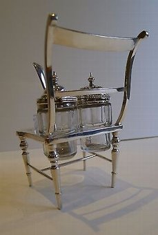 Antique Rare Antique English Novelty Cruet In Silver Plate - Registered For 1877