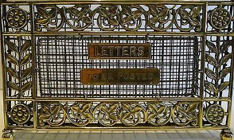 Antique Handsome Antique English Brass Mesh Letter Rack by William Tonk c.1885