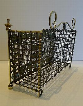 Antique Handsome Antique English Brass Mesh Letter Rack by William Tonk c.1885