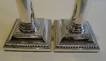 Antique Pair Antique English Sterling Silver Candlesticks by Henry Matthews - 1896