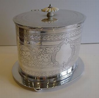 Antique Antique English Silver Plated Biscuit Box c.1880