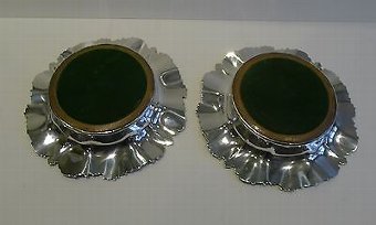 Antique Magnificent Pair Antique English Silver Plated Wine Coasters c.1880