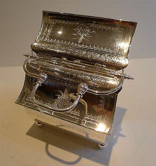 Antique Fabulous Unusual Antique English Biscuit Box / Server c.1880
