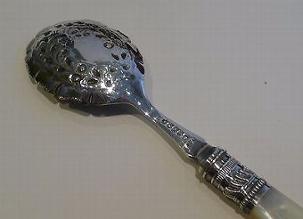 Antique Antique English Silver Plate & Mother of Pearl Jam or Preserve Spoons c.1890