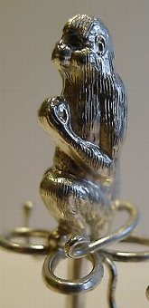 Antique Rare Figural Antique Hatpin & Ring Holder - Monkey - 1909