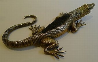 Antique Magnificent Large Antique Figural Pen / Nib Wipe - Lizard c.1880