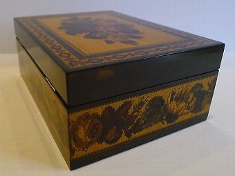 Antique Antique Tunbridge Ware Box by Thomas Barton, Late Nye (original label) c.1850