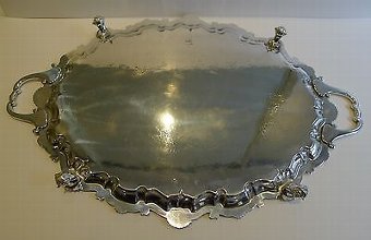 Antique Antique English Silver Plated Serving Tray by Barker Brothers c.1890
