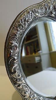 Antique Fabulous Large Antique English Sterling Silver Mirror - 1903