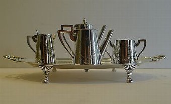 Antique Rare Antique English Novelty Cruet Set - Miniature Tea Set on Tray