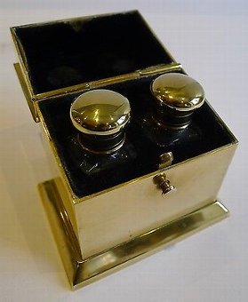 Antique Antique English Equestrian Perfume Bottle Box in Brass c.1890 - Horseshoe