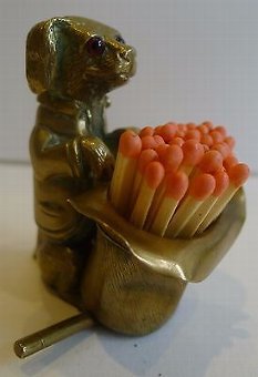 Charming Antique English Figural Vesta / Match Strike c.1870 - Dog