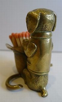 Antique Charming Antique English Figural Vesta / Match Strike c.1870 - Dog
