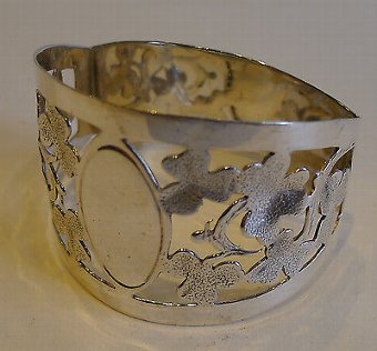 Antique Antique English Sterling Silver Napkin Ring - Shamrocks - 1915