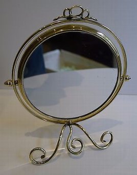 Antique Antique English Brass Magnifying Shaving Mirror c.1910