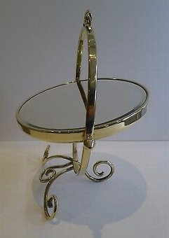 Antique Antique English Brass Magnifying Shaving Mirror c.1910