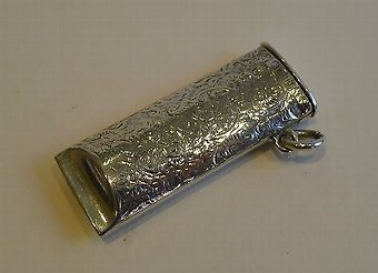 Antique Antique English Novelty Sterling Silver Whistle Vesta - 1892