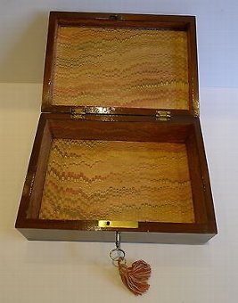 Antique Unusual Antique English Inlaid Table / Desk Box - American Indian & Lion c.1880