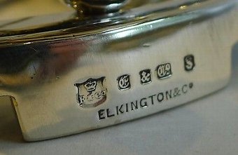 Antique Antique English Novelty Silverplate Cruet Set - Horseshoe / Jockey by Elkington