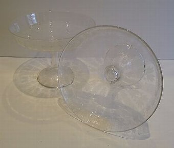 Antique Stunning Pair Antique English Etched Glass Tazza c.1900