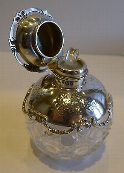 Antique Prettiest Antique English Sterling Silver Topped Perfume Bottle - 1910
