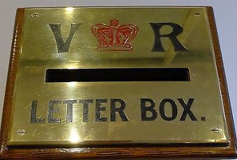 Antique Antique English Letters Box In Oak With Brass c.1890