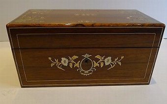 Antique Fabulous Antique French Inlaid Rosewood Tea Caddy c.1840